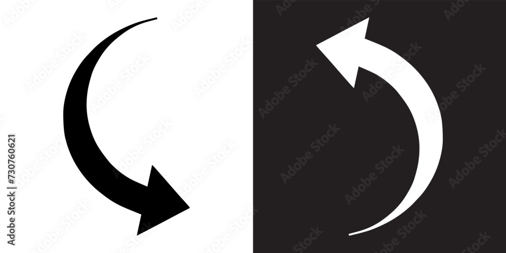 Poster curved arrow icon vector. arrow pointer icon sign symbol in trendy flat style. arrow right left vect