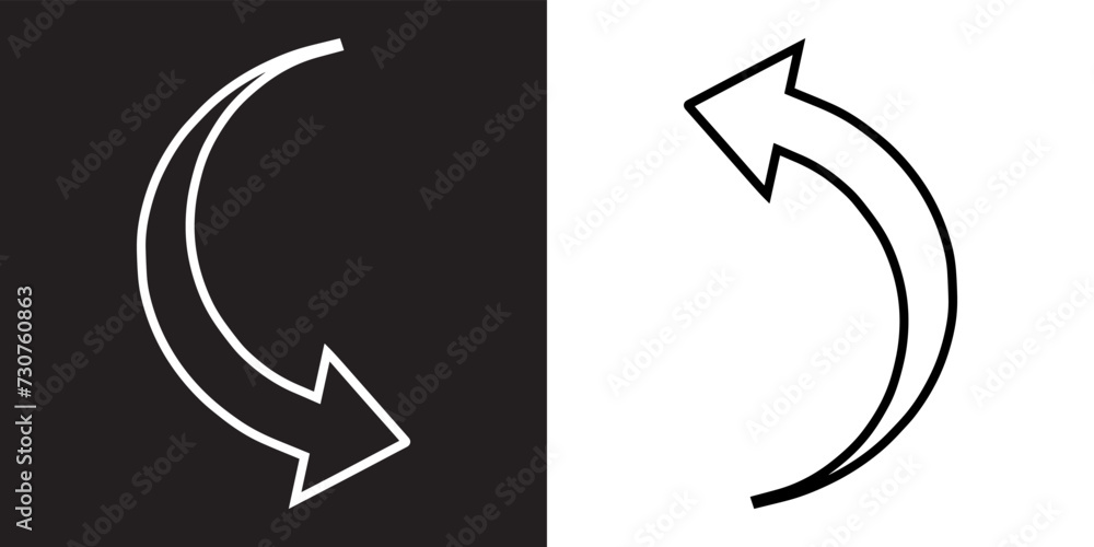 Aufkleber curved arrow icon vector. arrow pointer icon sign symbol in trendy flat style. arrow right left vect