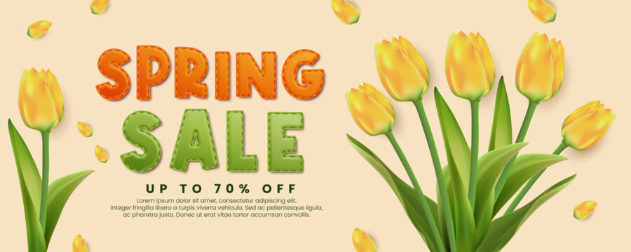 Spring season promotion sale vector illustration banner