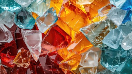 A collection of variously colored glass fragments. Generative Ai.