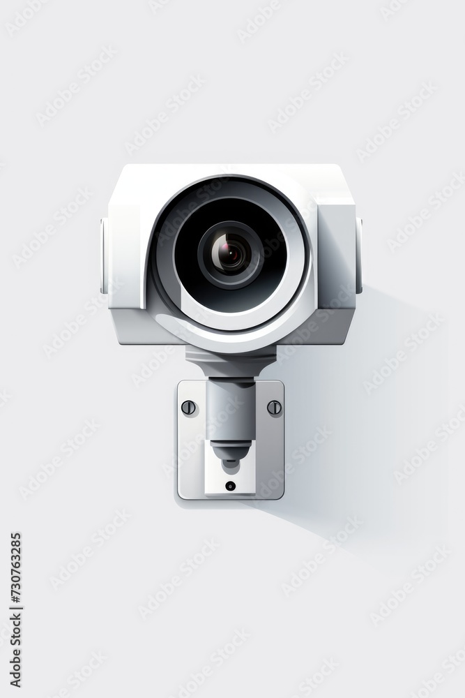 Poster a camera mounted to the side of a wall. can be used for surveillance or monitoring purposes