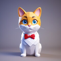 Fototapeta premium low poly animal cat cosplay human character