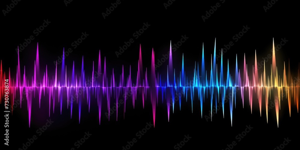 Poster a vibrant sound wave displayed against a black background. perfect for music-related projects or des