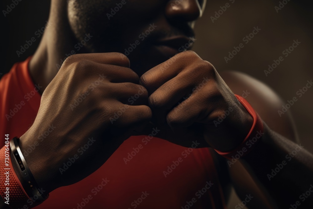 Aufkleber a close-up shot of a person putting on a wrist. this image can be used to depict the act of wearing 