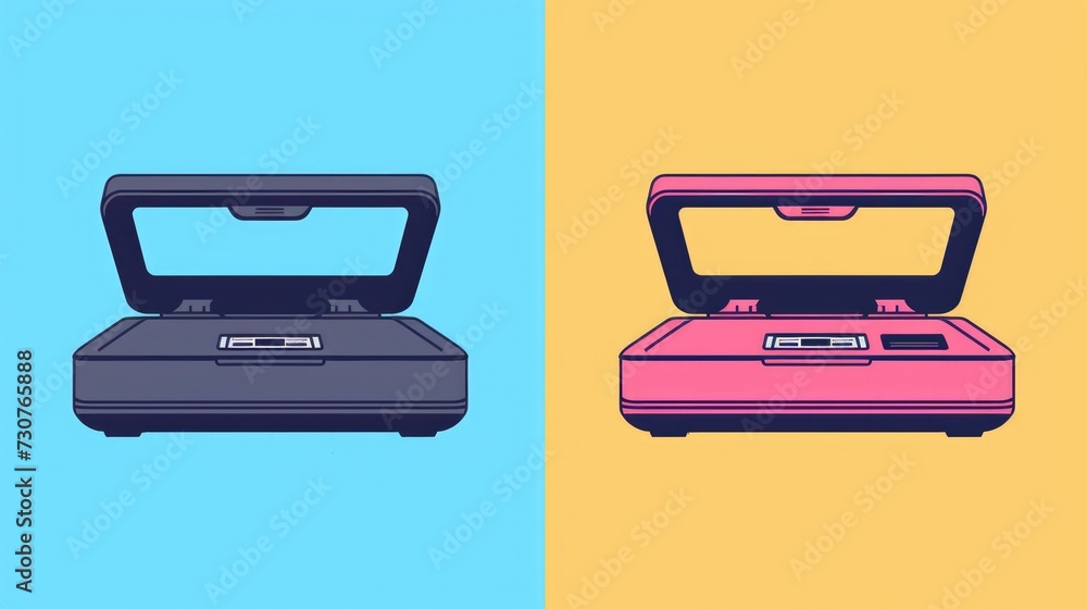 Poster Two suitcases placed side by side, ready for travel or storage. Versatile image suitable for various concepts