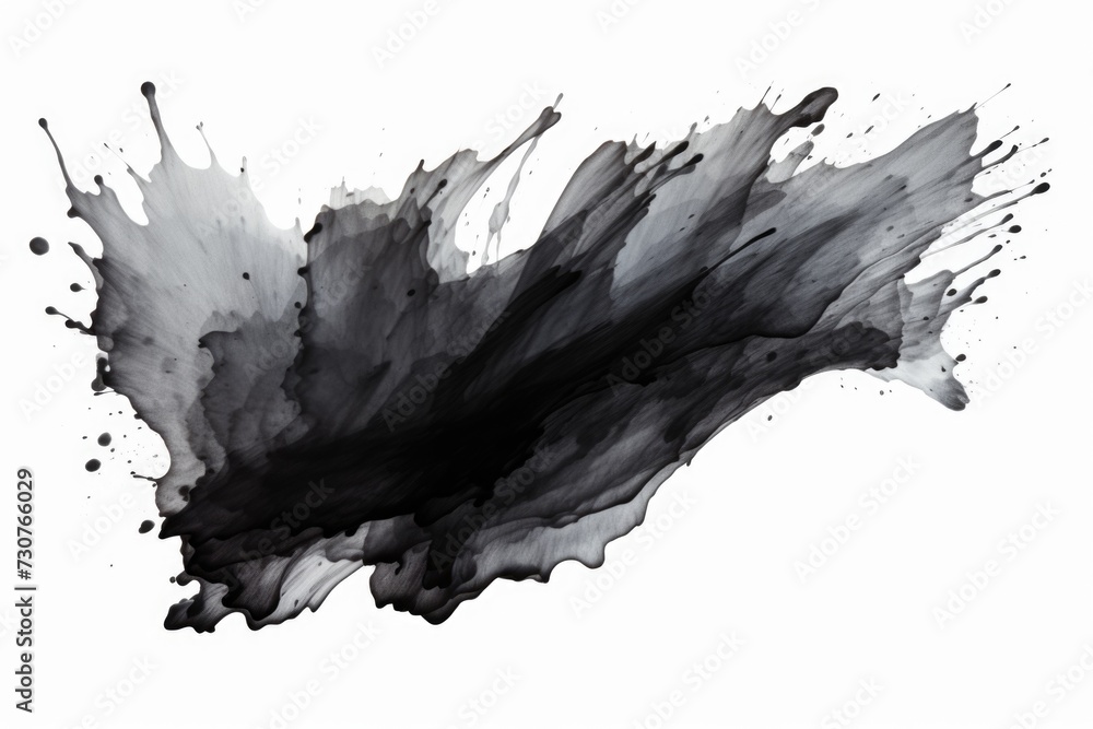 Poster a black and white photo of a black ink splatter. can be used for various design projects