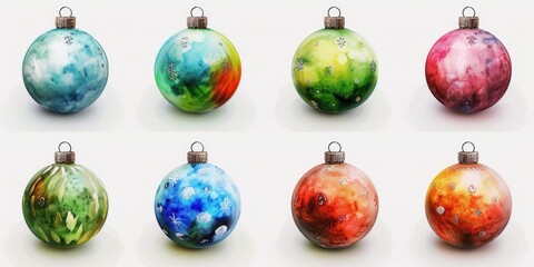 A collection of six vibrant and festive Christmas ornaments. Perfect for adding a touch of holiday cheer to any setting