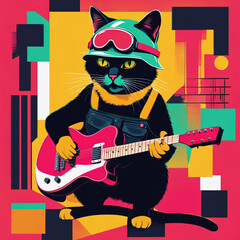 pop cat playing an electric guitar
