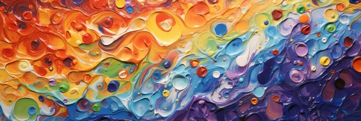 abstract symphony of colors, in the style of rich thick impasto painting, visionary abstract painting, 16:9 - obrazy, fototapety, plakaty