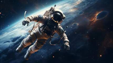 Fototapeta na wymiar astronaut in floating space