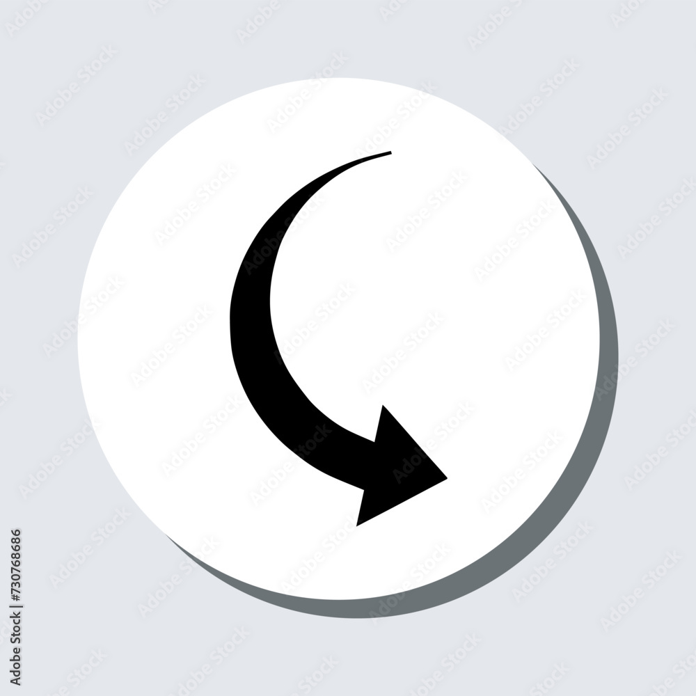Poster curved arrow icon vector. arrow pointer sign symbol in trendy flat style. arrow right vector icon il