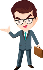 smart business man with glasses character