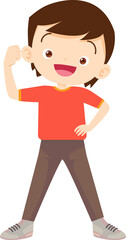 cute boy exercise actions to move the body healthy