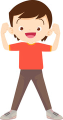 cute boy exercise actions to move the body healthy