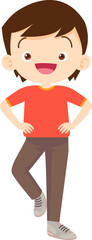 cute boy exercise actions to move the body healthy