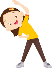 Fototapeta premium cute girl exercise actions to move the body healthy