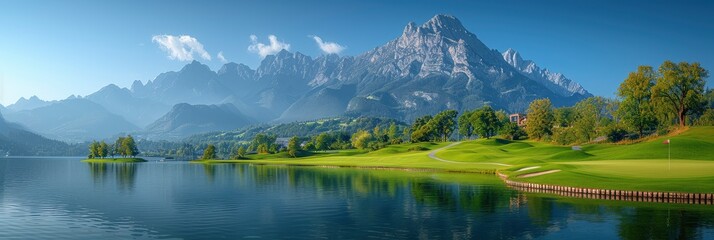Golf Course Near Lake Mondsee Under, Background Banner HD