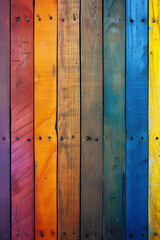 Grunge colorful wood planks background in rainbow colors, vintage style. High details, hd quality