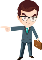 smart business man with glasses character
