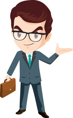 smart business man with glasses character