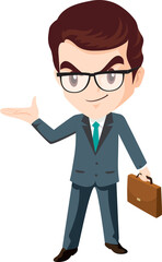smart business man with glasses character