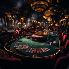 A player's table in a luxury casino. Generative AI.