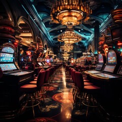 Slot machines in the casino. Generative AI.