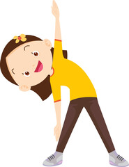 cute girl exercise actions to move the body healthy
