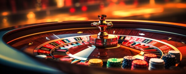 Close-up of roulette in the casino. Gambling. Generative AI.
