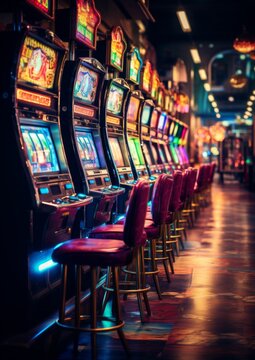 Slot machines in the casino. Gambling. Generative AI.