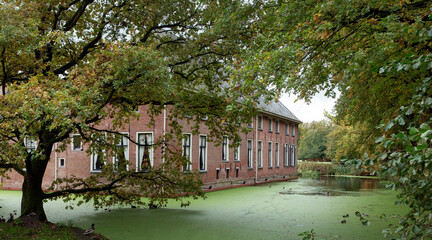 Estate with canal at Roden Drente Mensinge Estate Netherlands. Landgoed Mensinge. Autumn. Fall Colors.