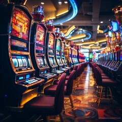 Slot machines in the casino. Gambling. Generative AI.