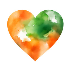 Watercolor hand drawn heart clipart for St Patrick's Day banner card invitation print design illustration