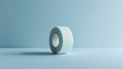 .A minimalistic shot of a single medical tape roll on a clean surface