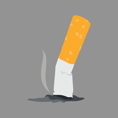 Crushed smoked cigarette butt