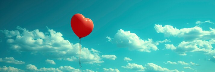 Red Fabric Heart Love Air Balloon, Background Banner HD