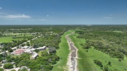 The dry Thamalakane river in Maun, Botswana, Africa