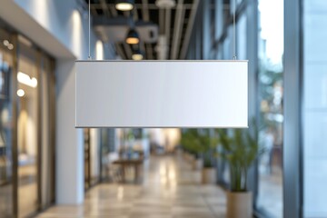 Mockup Hanging banner with store background. Advertising concept. Generative AI