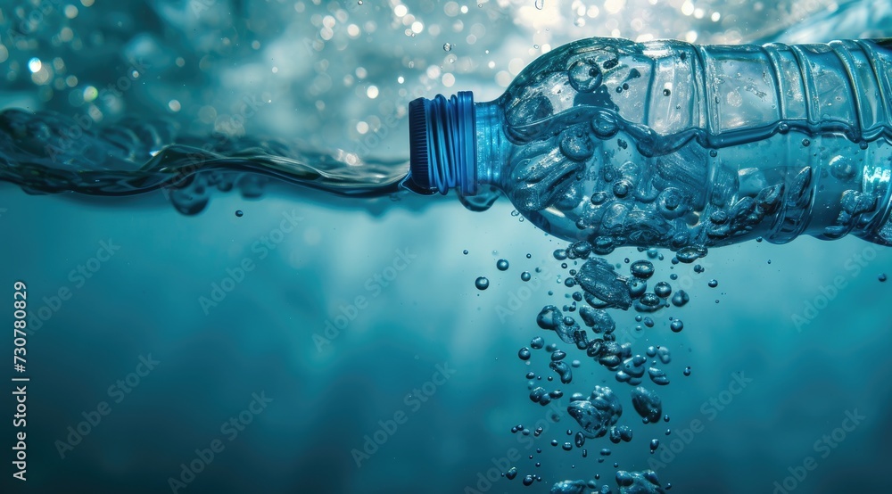 Poster the image features a bottle with a captivating water splash, creating a visually striking compositio