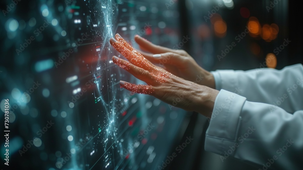 Poster using a virtual screen to touch an electronic medical record, analyzing brain activity, and taking a