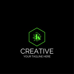 Initial letter K logo vector design. K letter logo creative design.