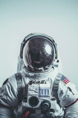 Close-up of an astronaut's helmet, reflecting a vision of space and exploration.