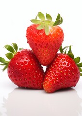 Sweet strawberries on a white background. Generative AI.