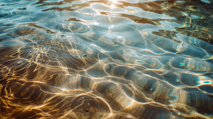 Fototapeta na wymiar Tranquil Water Surface with Gentle Ripples and Sun Reflection