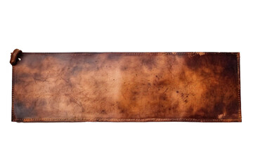 Rough strip of leather banner isolated on transparent background Generative Ai