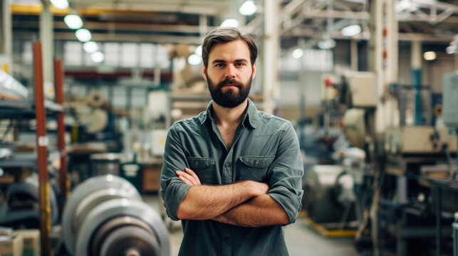 Confident Manufacturing Supervisor in Industrial Setting