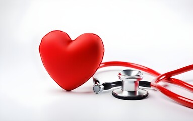 stethoscope with balloon heart isolated on white background