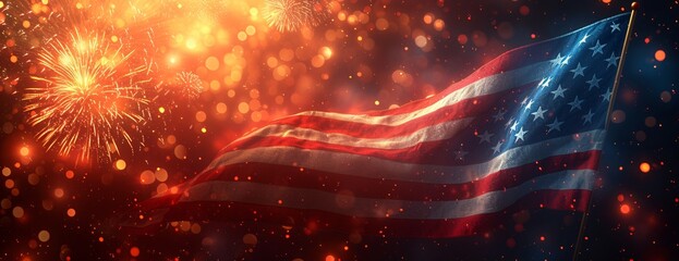 Fourth of July Fireworks Blur Generative AI