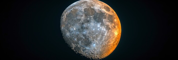 White Moon On Black Sky Background, Background Banner HD