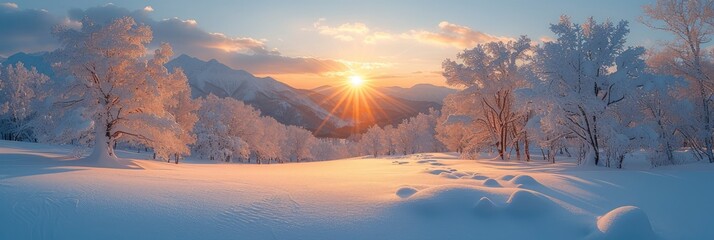 Winter Scenery High Place Hokkaido Country, Background Banner HD